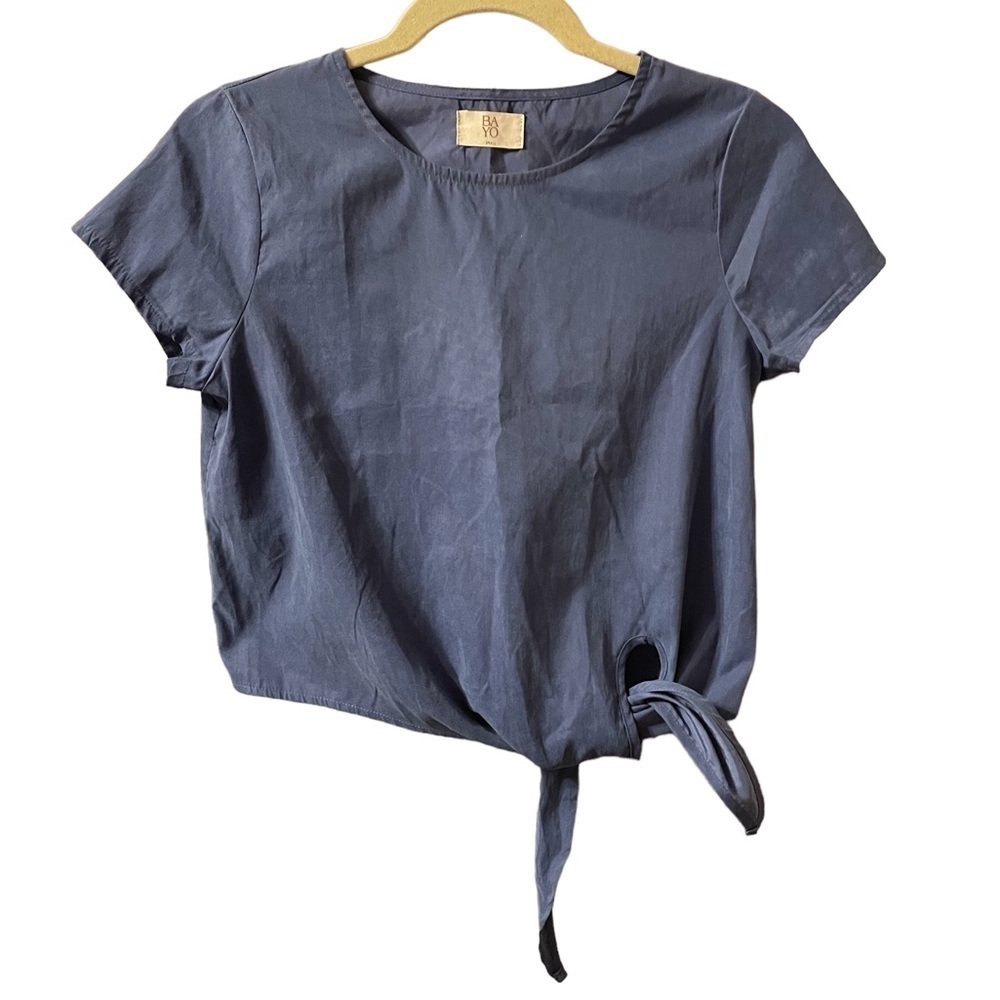 BAYO SHORT SLEEVE TIE FRONT BLOUSE